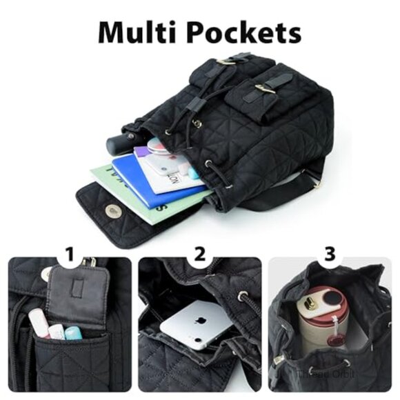 Small Quilted Backpack with Anti-Theft Pocket, Waterproof Daypack for Women main image 7